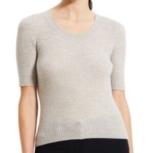 Theory Wool Short Sleeve Cable Knit Sweater